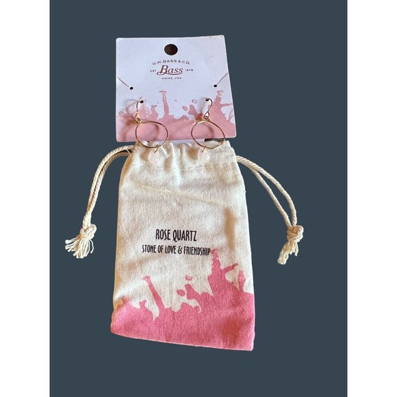 GH Bass Co Rose Quartz Stone Earrings Love Friendship - Picture 3 of 4